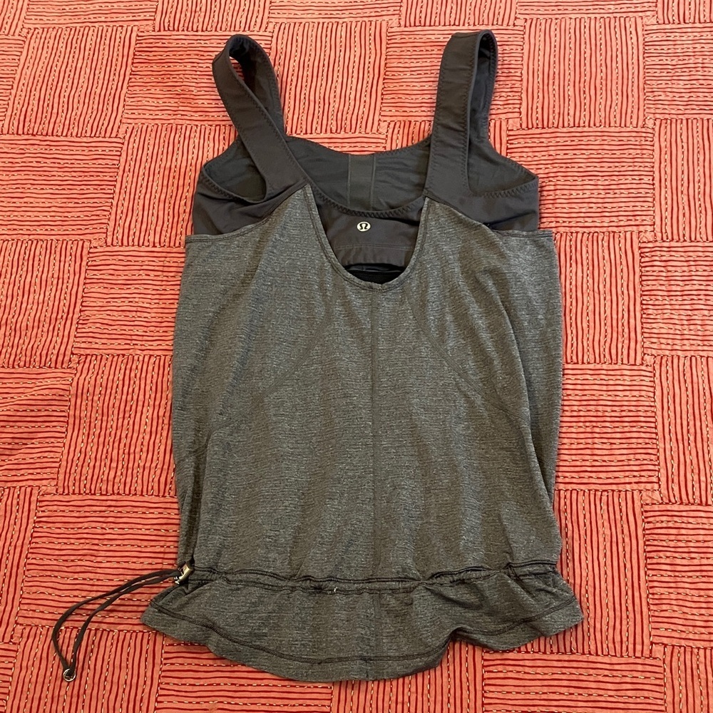lululemon athletica Charcoal Tank / run / fitness Top with built it bra - Picture 6 of 16
